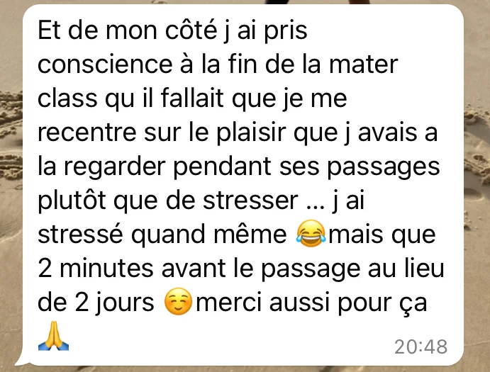 Capture d’un retour reçu par MentalGym