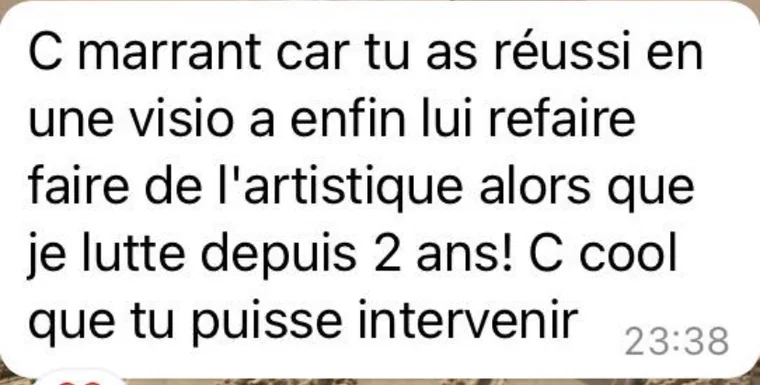 Capture d’un retour reçu par MentalGym