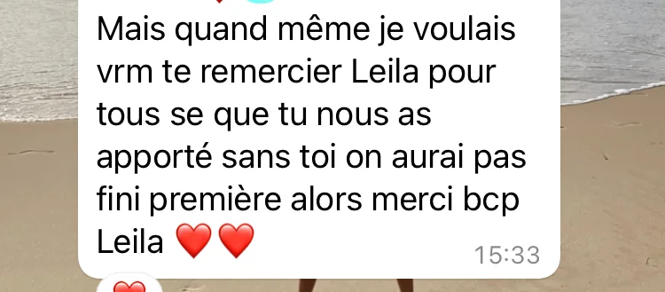 Capture d’un retour reçu par MentalGym