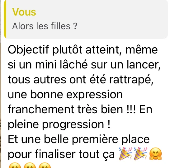 Capture d’un retour reçu par MentalGym